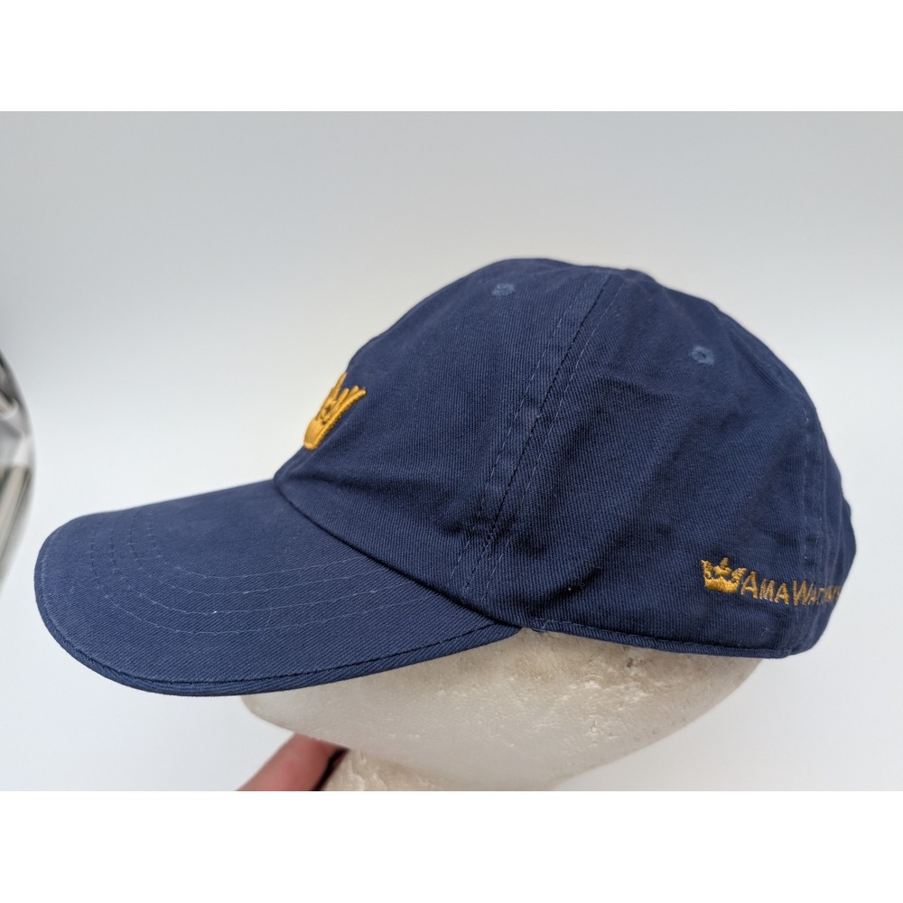 AmaWaterways River Cruise Line Baseball Cap Hat Navy Blue Gold Embroidered Logo